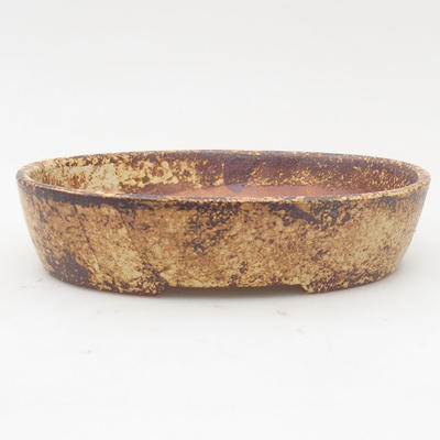 Ceramic bonsai bowl 17 x 14,5 x 4 cm, brown-yellow color - 1