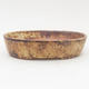 Ceramic bonsai bowl 17 x 14,5 x 4 cm, brown-yellow color - 1/3
