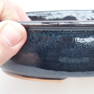 Ceramic bonsai bowl 22 x 17 x 5 cm, black-blue color - 1