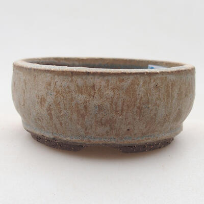 Ceramic bonsai bowl 9 x 9 x 3.5 cm, brown-blue color - 1