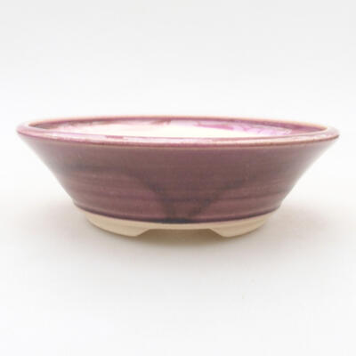 Ceramic bonsai bowl 14.5 x 14.5 x 4 cm, burgundy color - 1