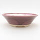 Ceramic bonsai bowl 14.5 x 14.5 x 4 cm, burgundy color - 1/3