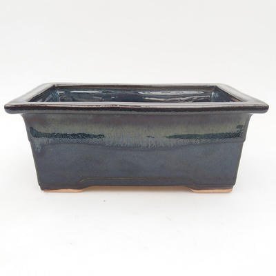 Ceramic bonsai bowl 19 x 13,5 x 6 cm, color black-blue - 1