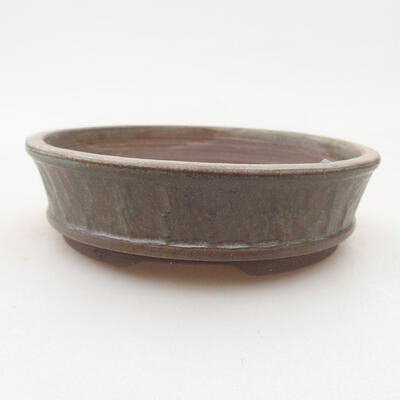 Ceramic bonsai bowl 12 x 12 x 3 cm, color brown-green - 1