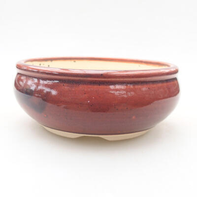 Ceramic bonsai bowl 13 x 13 x 5 cm, burgundy color - 1
