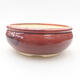Ceramic bonsai bowl 13 x 13 x 5 cm, burgundy color - 1/3