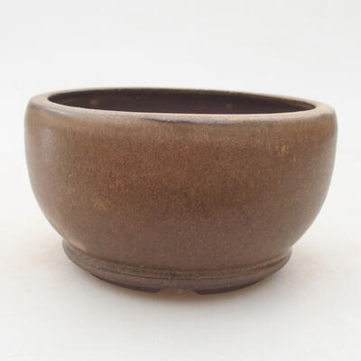 Ceramic bonsai bowl 10.5 x 10.5 x 6 cm, brown color - 1
