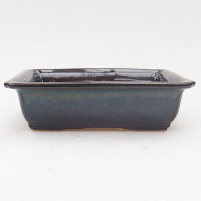 Ceramic bonsai bowl 14 x 10.5 x 4 cm, black-blue color - 1