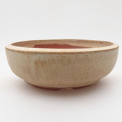 Ceramic bonsai bowl 11.5 x 11.5 x 4 cm, beige color - 1