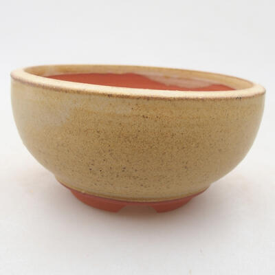 Ceramic bonsai bowl 10.5 x 10.5 x 5 cm, beige color - 1