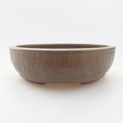 Ceramic bonsai bowl 13.5 x 13.5 x 4 cm, brown color - 1
