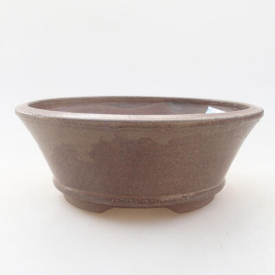Ceramic bonsai bowl 13 x 13 x 5 cm, brown color - 1