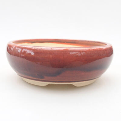 Ceramic bonsai bowl 13 x 13 x 4.5 cm, burgundy color - 1