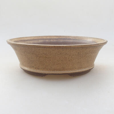 Ceramic bonsai bowl 17 x 17 x 5.5 cm, beige color - 1