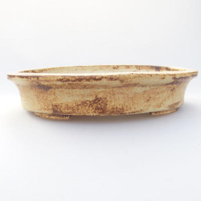 Ceramic bonsai bowl 12.5 x 10.5 x 2 cm, yellow color - 1