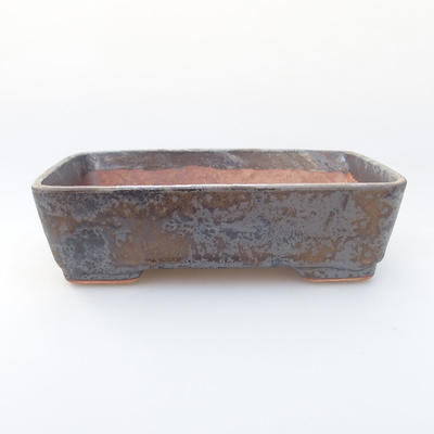 Ceramic bonsai bowl 18 x 13 x 4,5 cm, metal color - 1