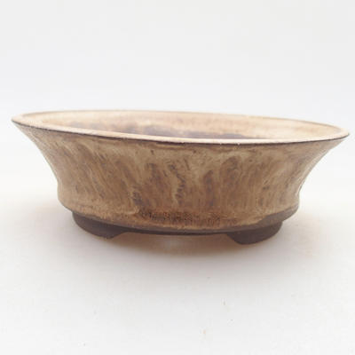 Ceramic bonsai bowl 10 x 10 x 3 cm, beige color - 1