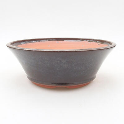 Ceramic bonsai bowl 16.5 x 16.5 x 6 cm, brown color - 1