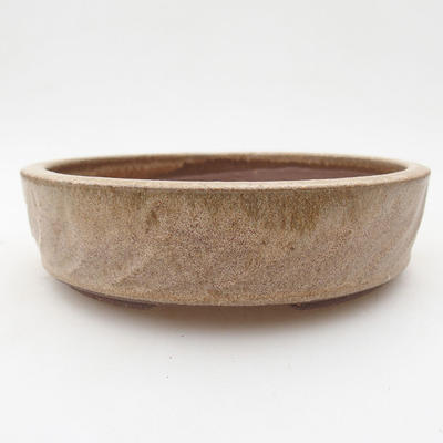 Ceramic bonsai bowl 15.5 x 15.5 x 4 cm, beige color - 1