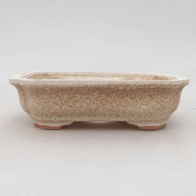 Ceramic bonsai bowl 14 x 11 x 4 cm, beige color - 1