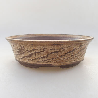 Ceramic bonsai bowl 17.5 x 17.5 x 5 cm, beige color - 1