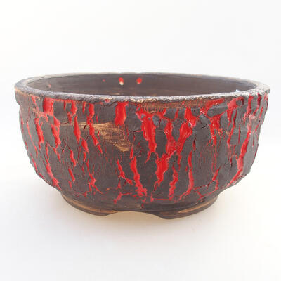 Ceramic bonsai bowl 16 x 16 x 7.5 cm, color red - 1