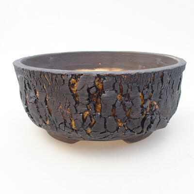 Ceramic bonsai bowl 17.5 x 17.5 x 7.5 cm, yellow color - 1