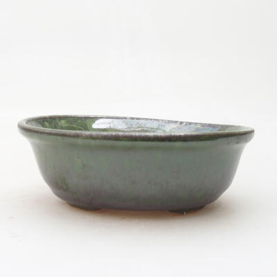Ceramic bonsai bowl 11 x 9 x 4 cm, color metallic green - 1