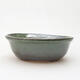 Ceramic bonsai bowl 11 x 9 x 4 cm, color metallic green - 1/3