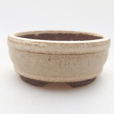 Ceramic bonsai bowl 9 x 9 x 3.5 cm, beige color - 1