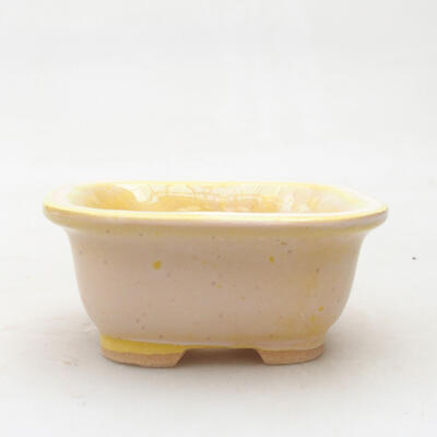 Ceramic bonsai bowl 8.5 x 7.5 x 4 cm, color yellow-white - 1