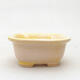 Ceramic bonsai bowl 8.5 x 7.5 x 4 cm, color yellow-white - 1/3