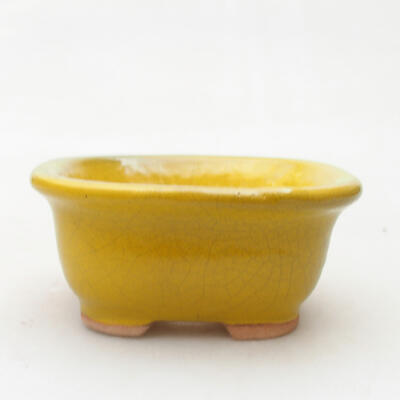 Ceramic bonsai bowl 8.5 x 7.5 x 4 cm, color yellow - 1