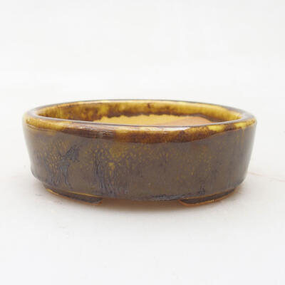 Ceramic bonsai bowl 9 x 8.5 x 2.5 cm, color yellow-brown - 1