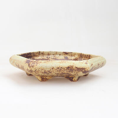 Ceramic bonsai bowl 17 x 15 x 3.5 cm, color yellow-brown - 1