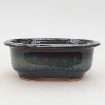 Ceramic bonsai bowl 15.5 x 13 x 5.5 cm, brown-blue color - 1