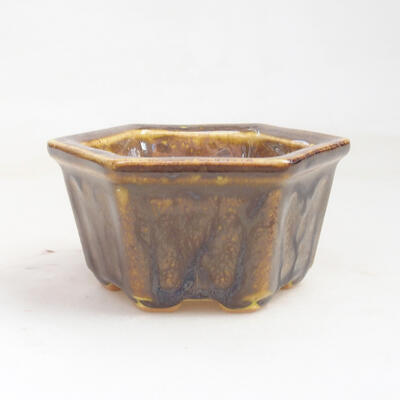 Ceramic bonsai bowl 8 x 7.5 x 4 cm, color yellow-brown - 1