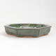 Ceramic bonsai bowl 11 x 11 x 2 cm, color metallic green - 1/3