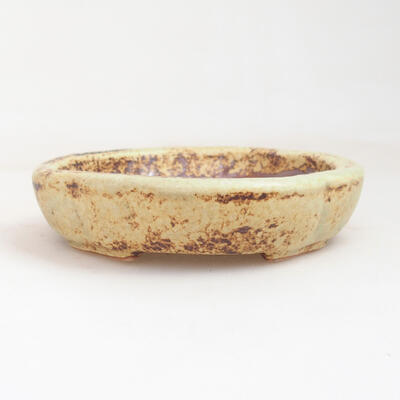 Ceramic bonsai bowl 10.5 x 10.5 x 2.5 cm, color yellow-brown - 1