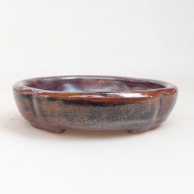 Ceramic bonsai bowl 10.5 x 10.5 x 2.5 cm, brown-black color - 1