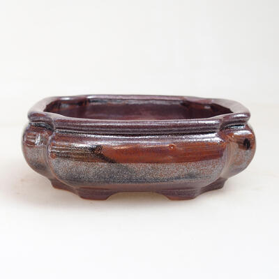 Ceramic bonsai bowl 10.5 x 10.5 x 4 cm, color brownish black - 1