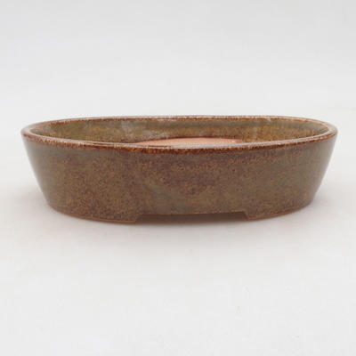 Ceramic bonsai bowl 17 x 14 x 4 cm, color brown-green - 1