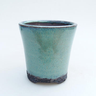 Ceramic bonsai bowl 7 x 7 x 8 cm, color green - 1