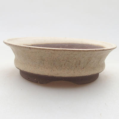 Ceramic bonsai bowl 9 x 9 x 3 cm, beige color - 1