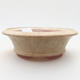 Ceramic bonsai bowl 11.5 x 11.5 x 3.5 cm, beige color - 1/4