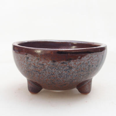 Ceramic bonsai bowl 9.5 x 9.5 x 5 cm, color brownish black - 1