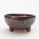 Ceramic bonsai bowl 9.5 x 9.5 x 5 cm, color brownish black - 1/3