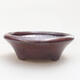 Ceramic bonsai bowl 13 x 13 x 4 cm, color brownish black - 1/3