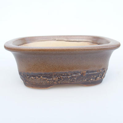 Ceramic bonsai bowl 12.5 x 9 x 5 cm, brown color - 1