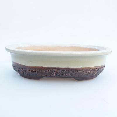 Ceramic bonsai bowl 16,5 x 12 x 4,5 cm, color beige - 1